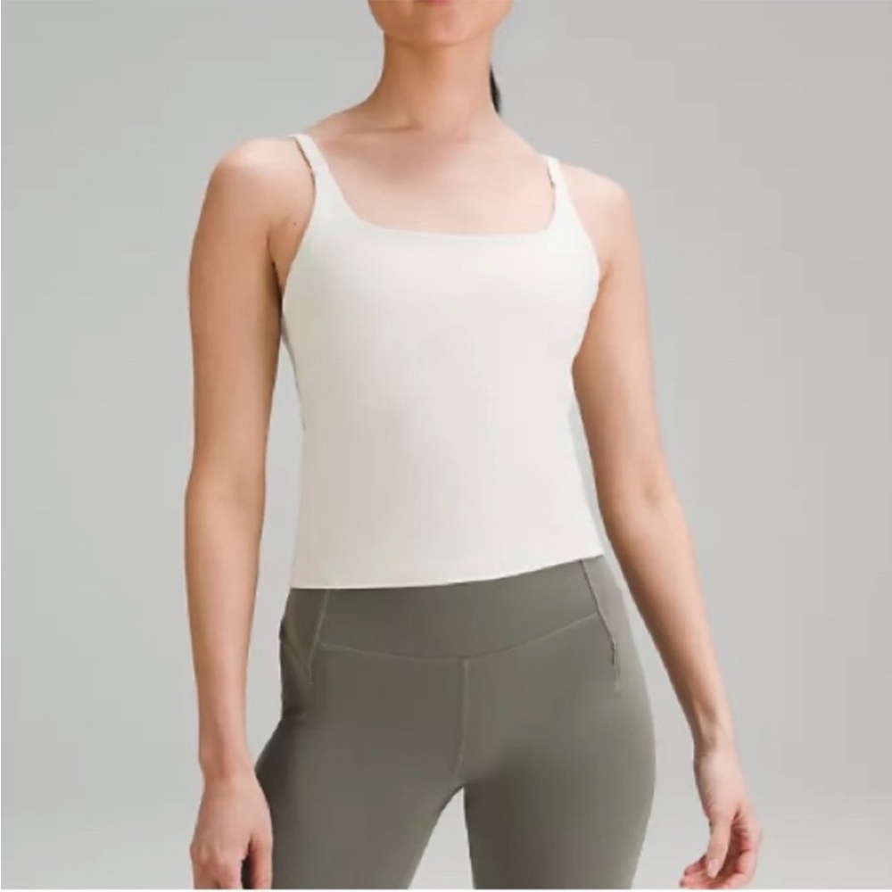 Lululemon Strappy Nulu Shelf Tank Top in Bone